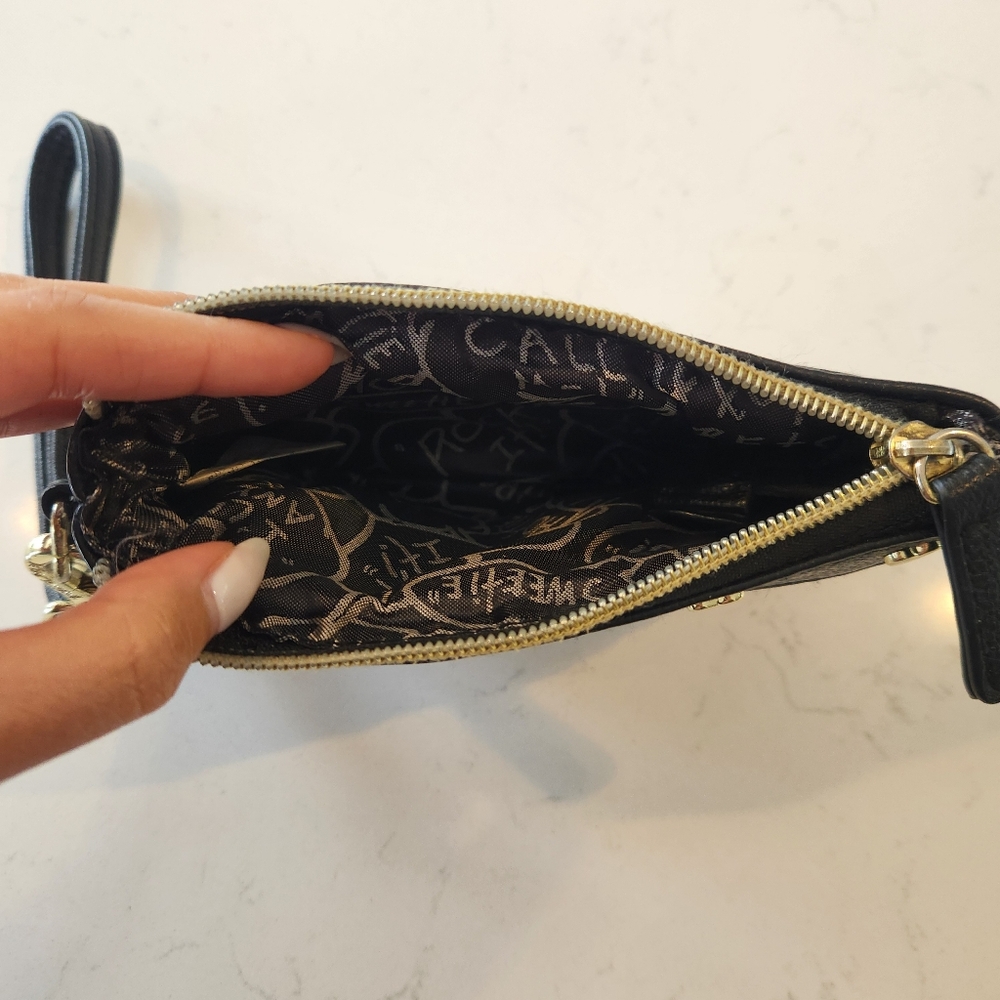 🟣 Betsey Johnson Brown and Black Leopard Print Wristlet - Picture 4 of 5
